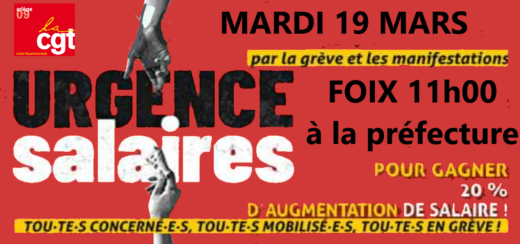 Grève et manifestation Fonction Publique le 19 mars 2024 à Foix