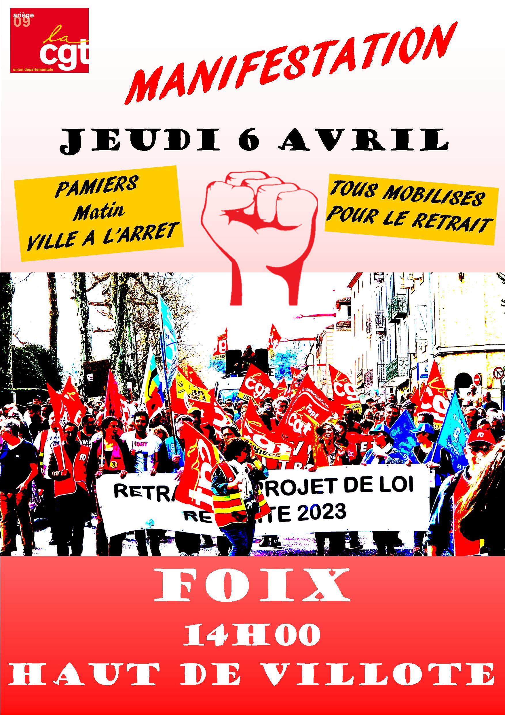 Grève et manifestation le 6 avril 2023