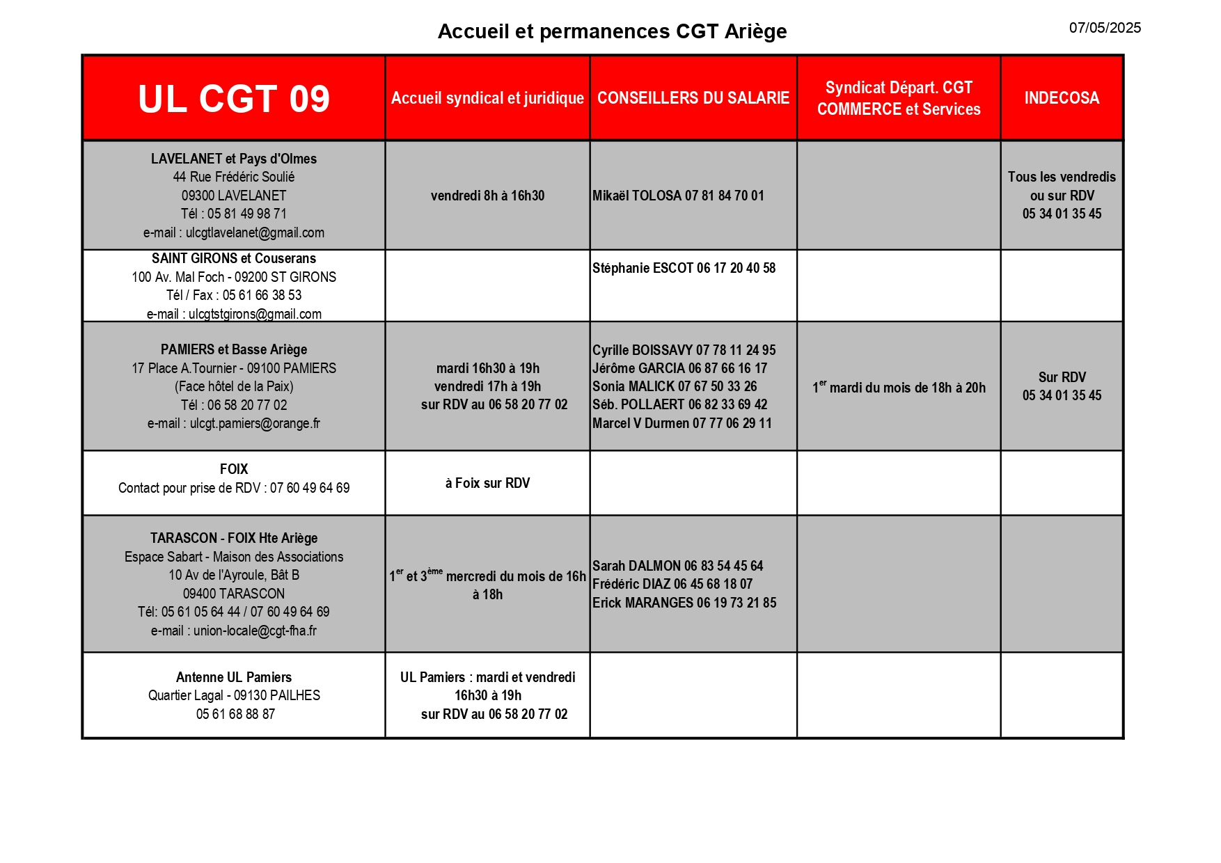 Permanences CGT Ariège