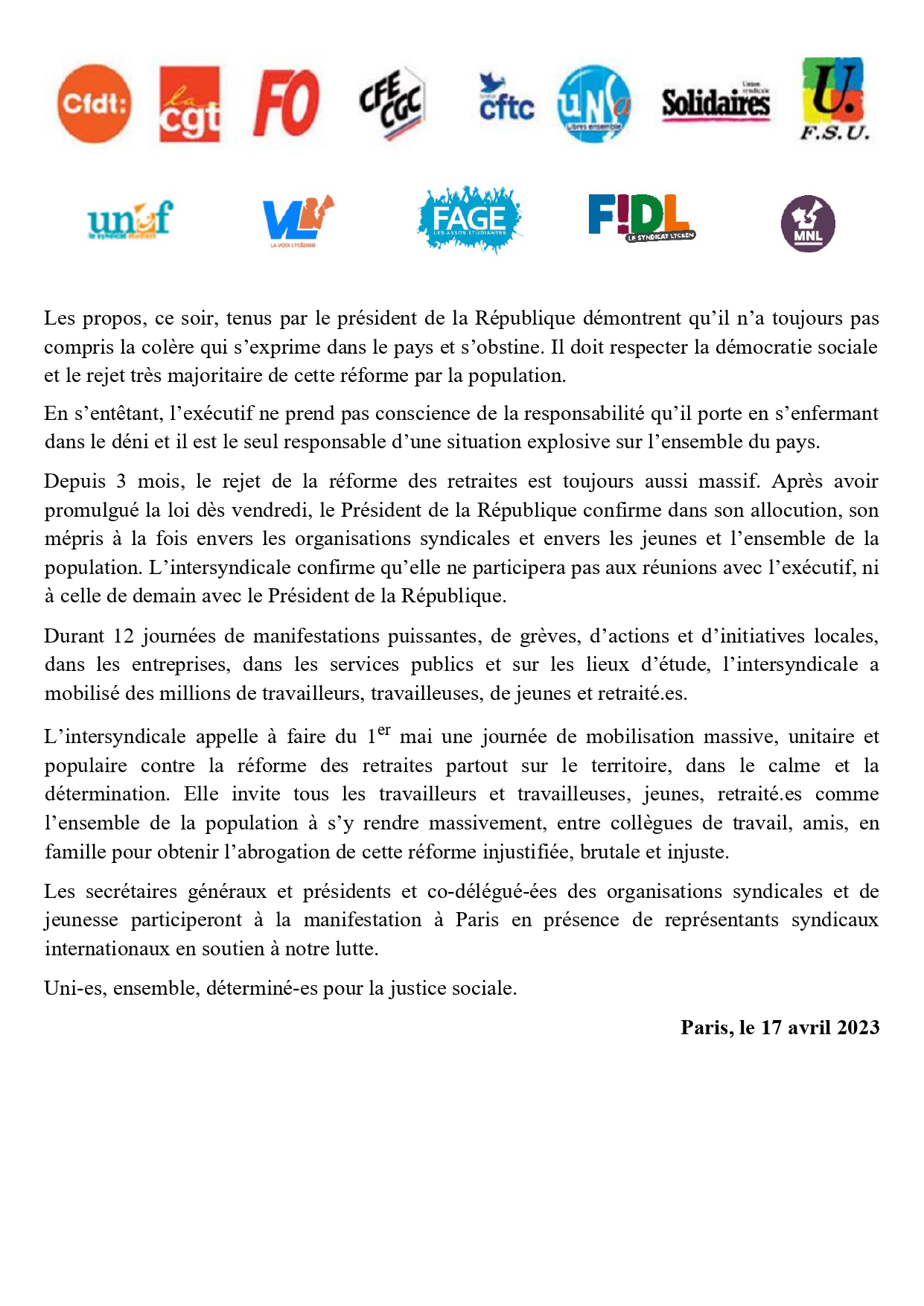 Tract unitaire Ariège 1er mai 2023