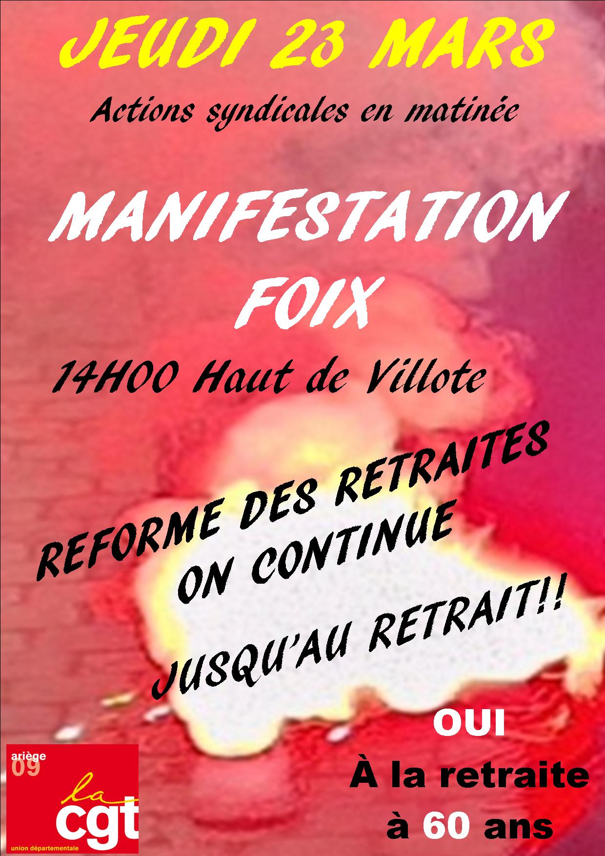 Manifestation contre la réforme des retraites le 23 mars 2023 à Foix