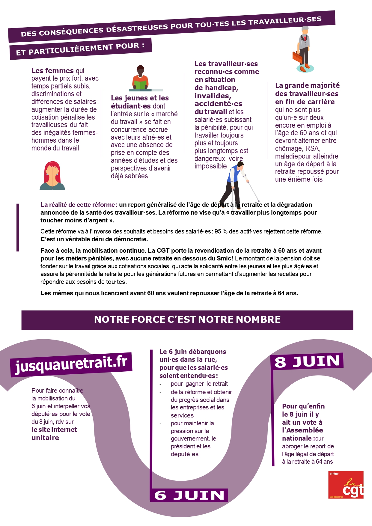 Manifestation pour le retrait de la loi retraite le 6 juin 2023 à Foix